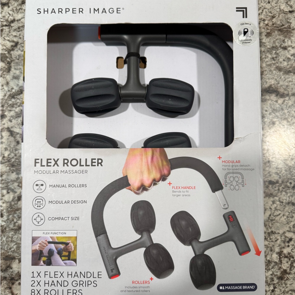 Sharper Image Flex Roller Massager in Black and Red in box